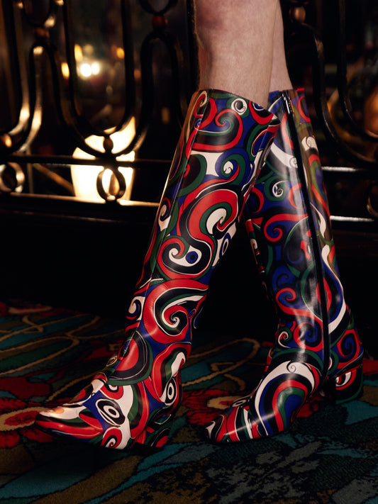 Malaga - Multicolor printed leather boots - Image number 2