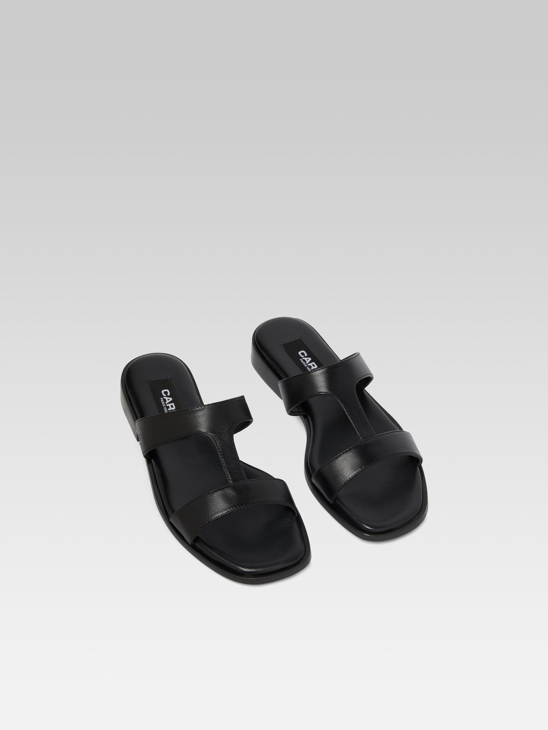 Ilienne - Black leather flat mules - Image number 3