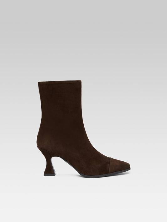 Isabelle - Bottines cuir velours marron