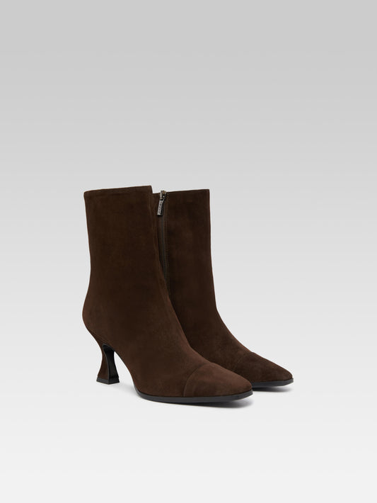 Isabelle - Brown suede leather ankle boots - Image number 2