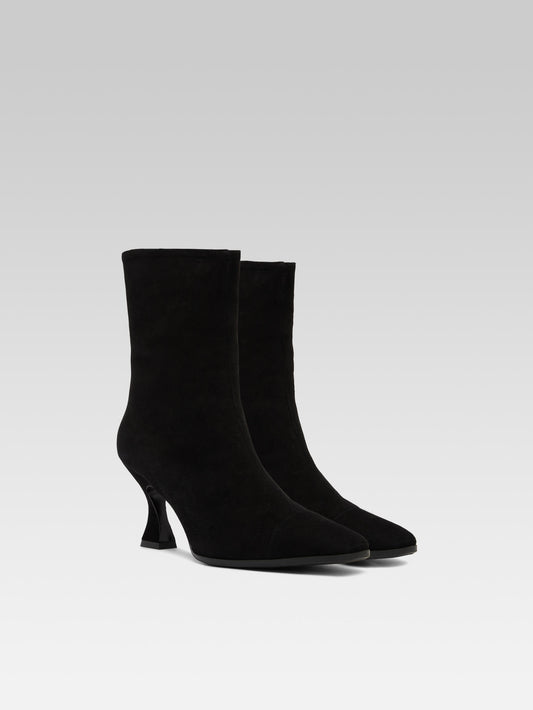 Isabelle - Black suede leather ankle boots - Image number 3