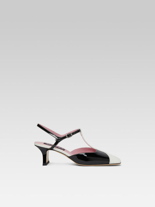 Isadora - Black and white patent leather heeled sandals - Image number 3