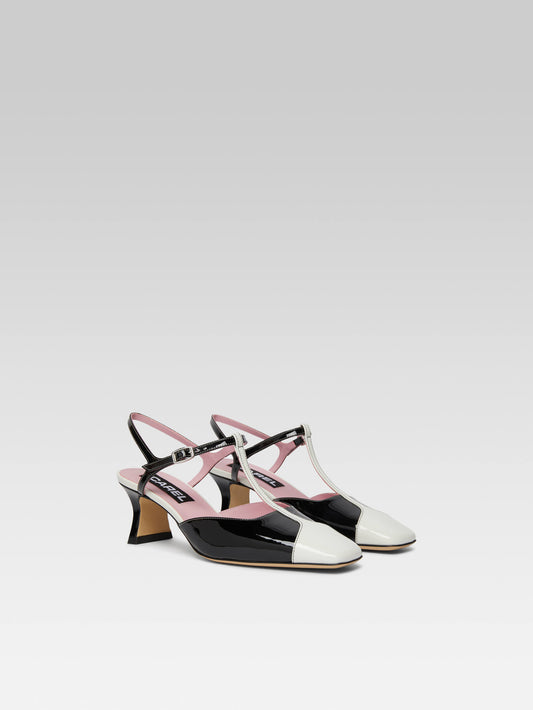 Isadora - Black and white patent leather heeled sandals - Image number 4