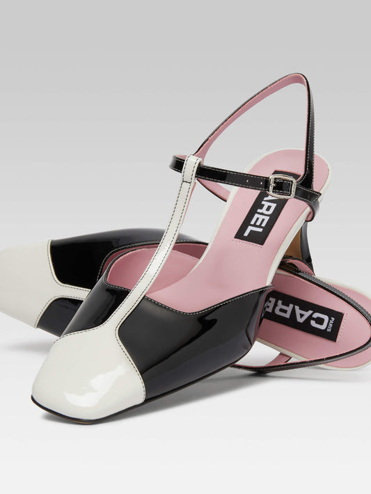 Isadora - Black and white patent leather heeled sandals - Image number 6