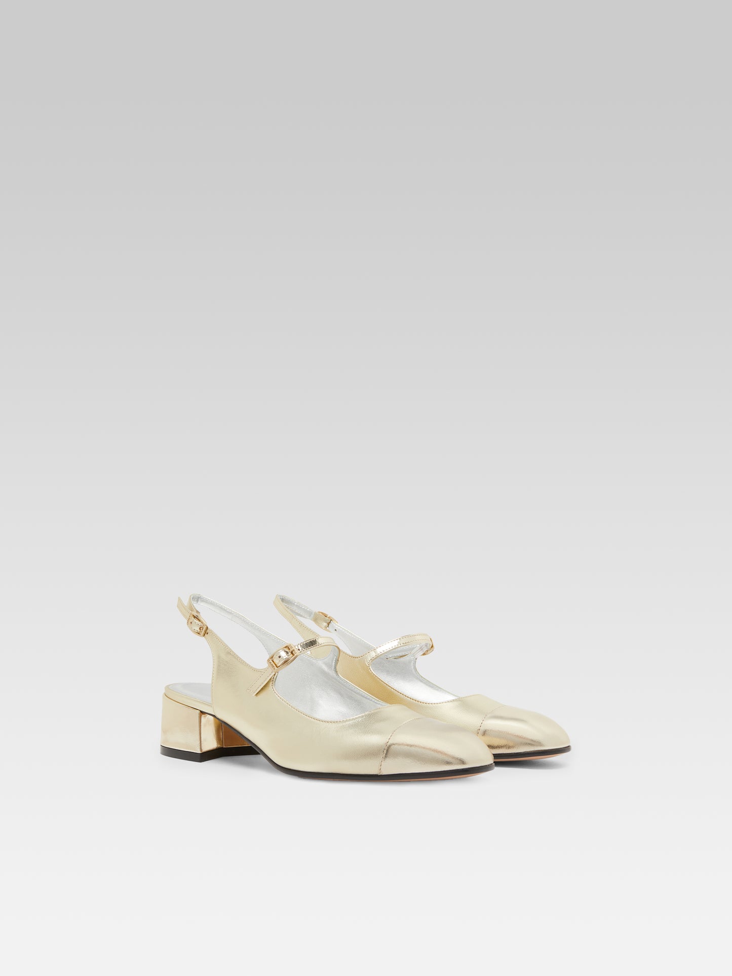 Ischia - Babies slingback cuir laminé platine