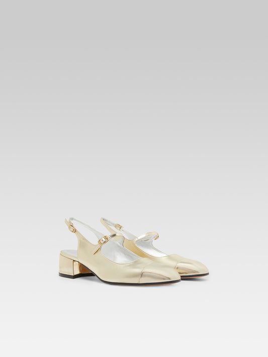 Ischia - Platinum laminated leather slingback Mary Janes - Image number 2