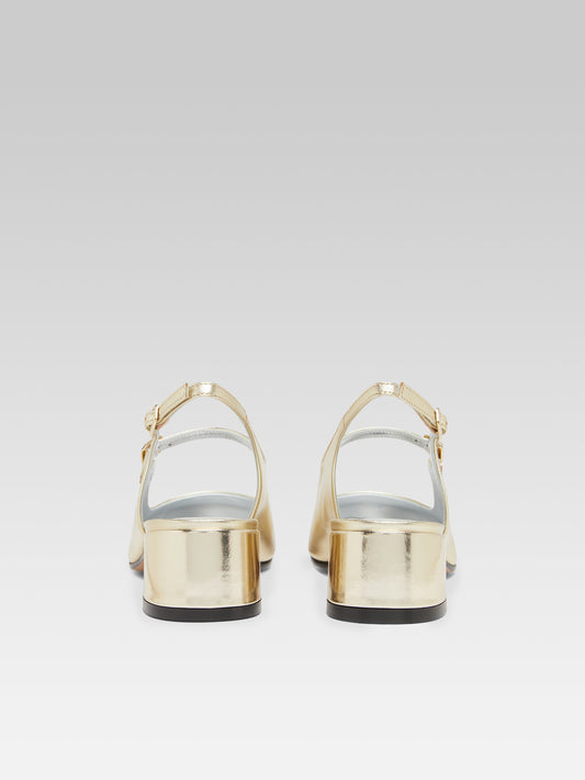 Ischia - Platinum laminated leather slingback Mary Janes - Image number 5