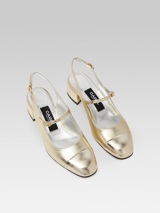 Ischia - Platinum laminated leather slingback Mary Janes - Image number 3