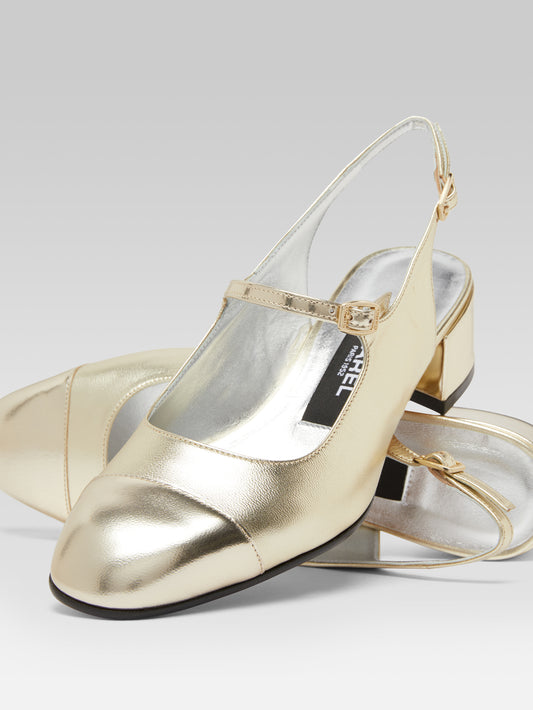 Ischia - Platinum laminated leather slingback Mary Janes - Image number 4