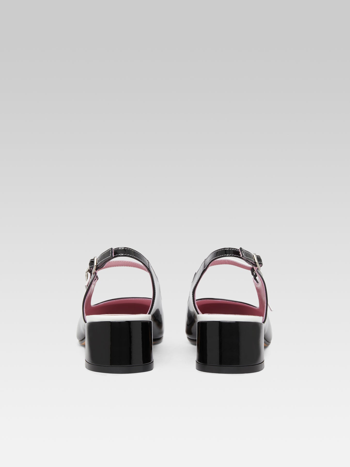 Ischia - Black and white patent leather slingback Mary Janes