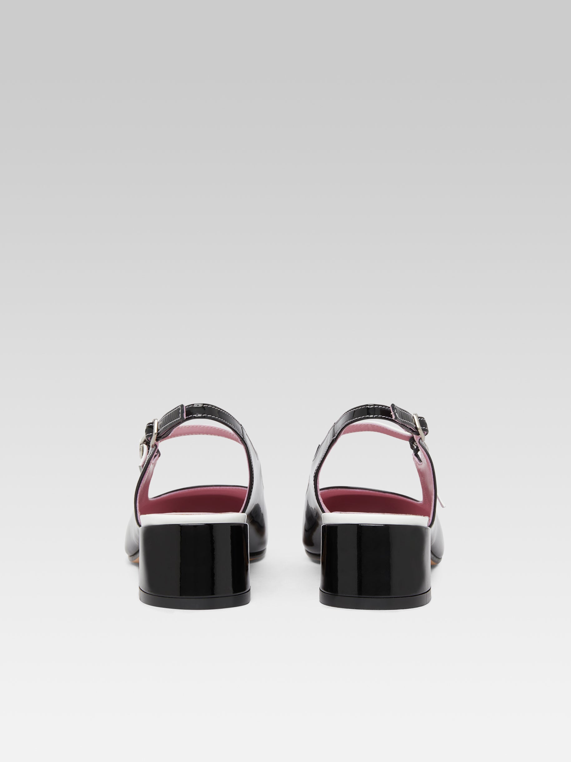 Ischia - Babies slingback cuir verni noir et blanc - Image numéro 5