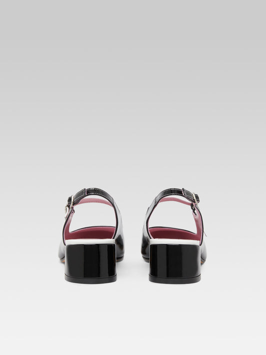 Ischia - Black and white patent leather slingback Mary Janes - Image number 5