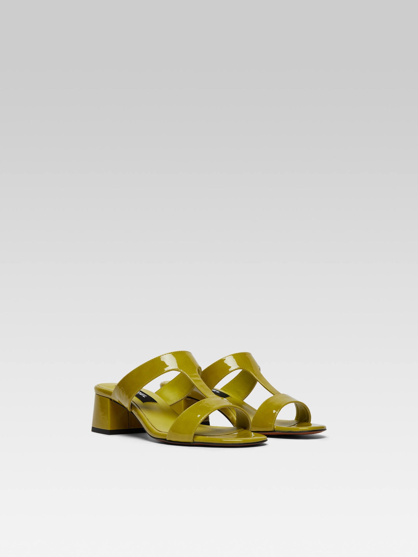 Isis - Lime green patent leather mules