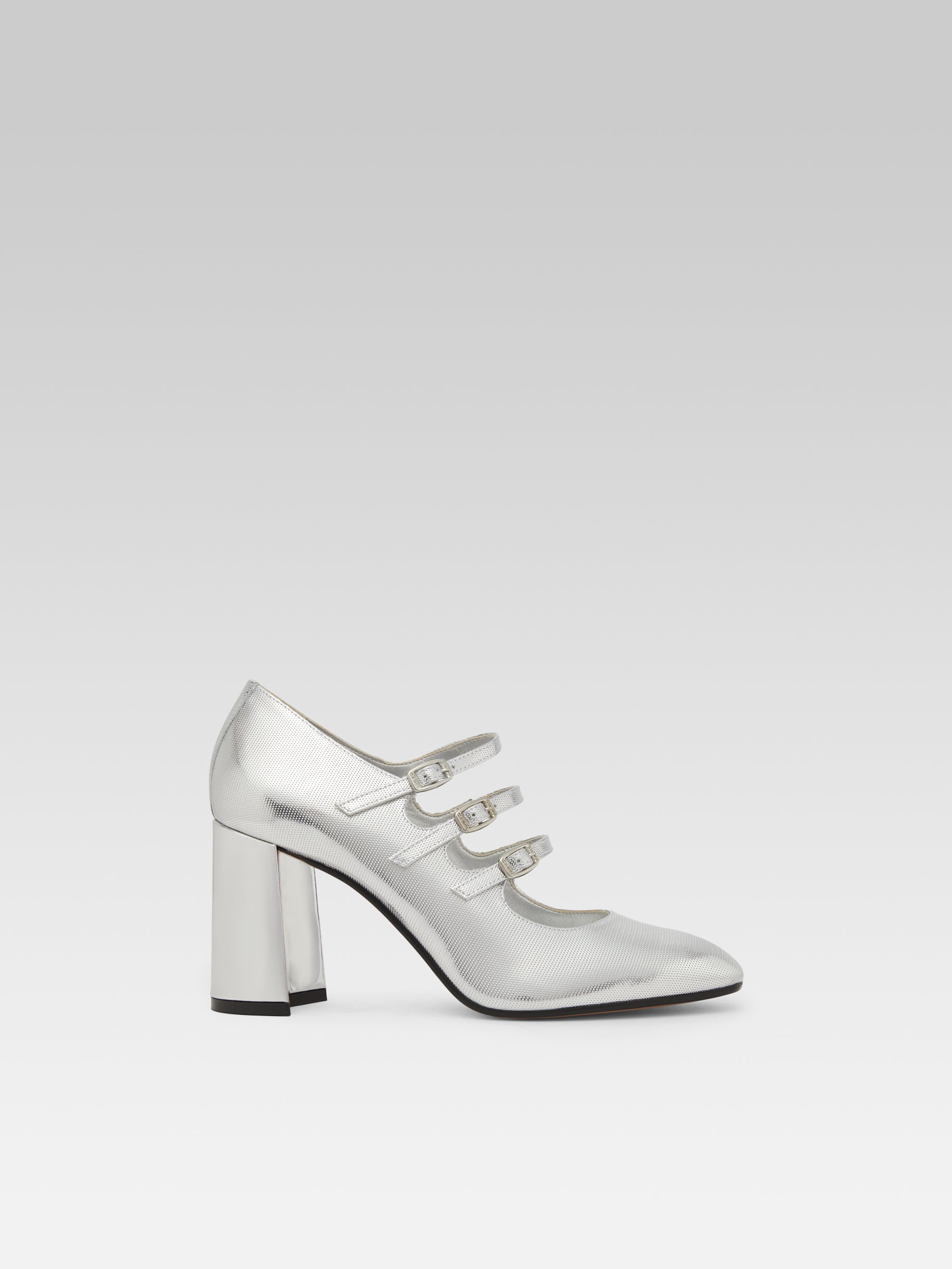 Keel - Silver embossed leather Mary Janes pumps - Image number 1