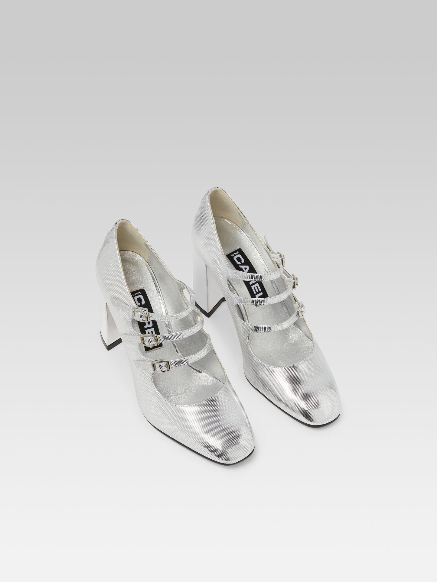 Keel - Silver embossed leather Mary Janes pumps