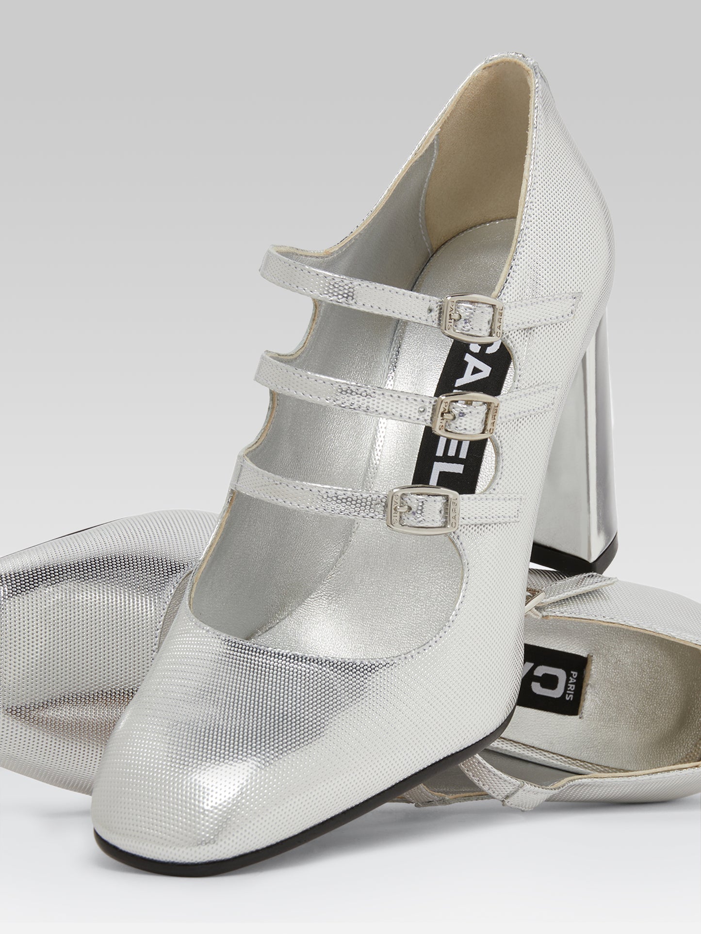 Keel - Silver embossed leather Mary Janes pumps