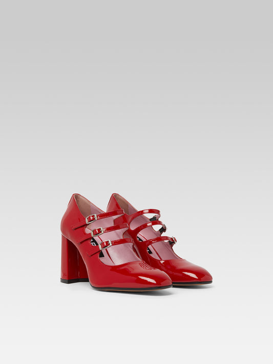 Keel - Escarpins babies cuir verni rouge - Image numéro 4