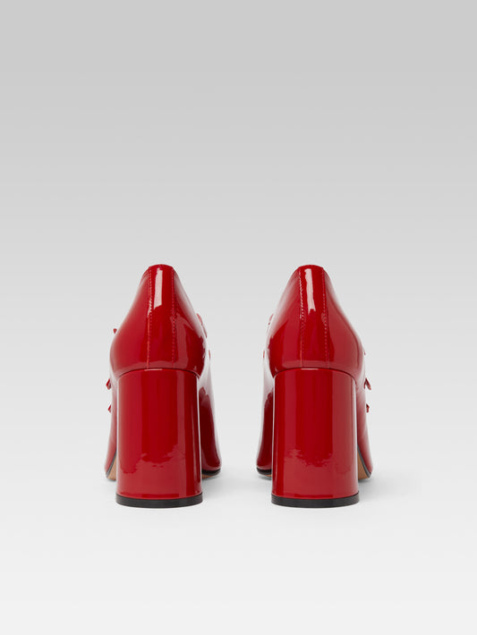 Keel - Escarpins babies cuir verni rouge - Image numéro 7