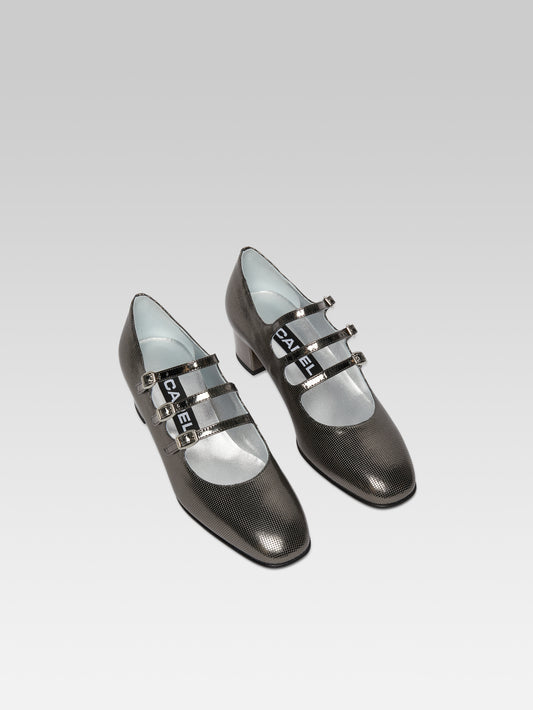 Kina - Anthracite bi leather Mary Janes pumps - Image number 3