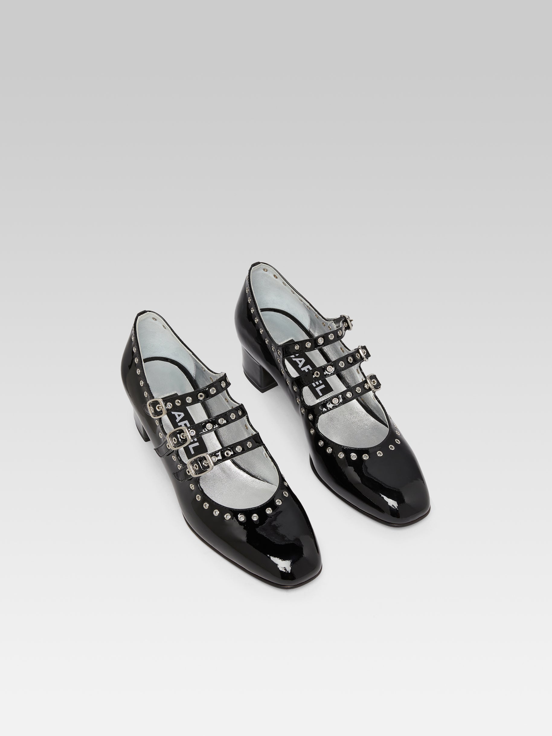 Camden - Black patent leather eyelet Mary Janes pumps - Image number 4