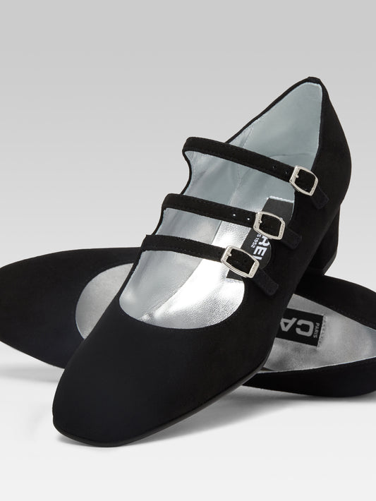 Kina - Black suede leather Mary Janes pumps - Image number 7