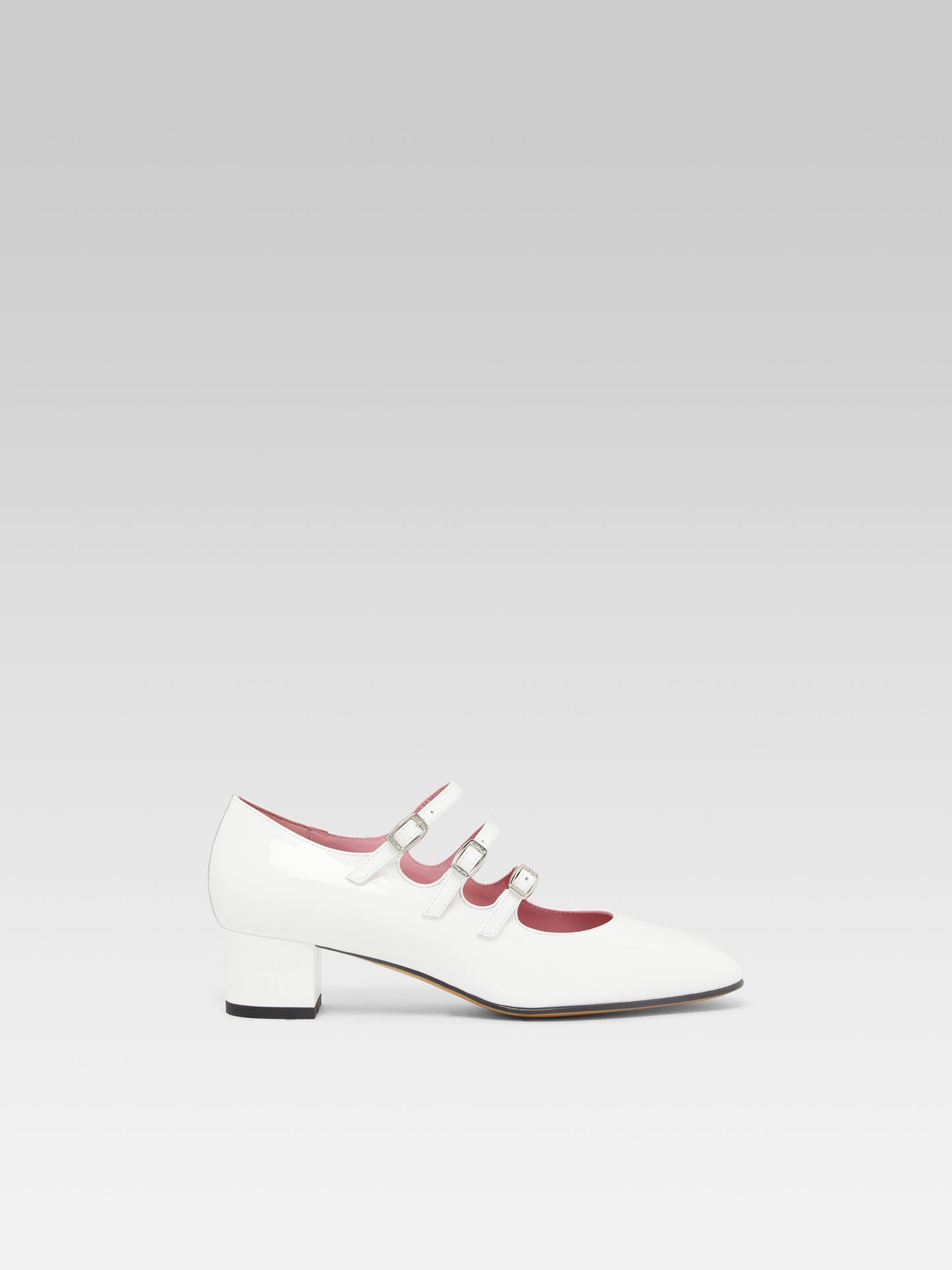 Kina - Escarpins babies cuir verni blanc