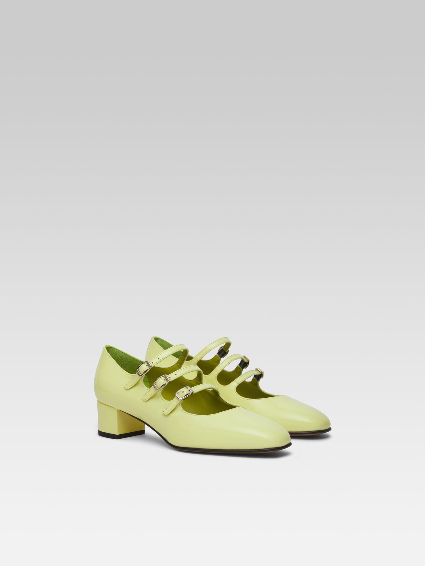 Kina - Escarpins babies cuir verni citron