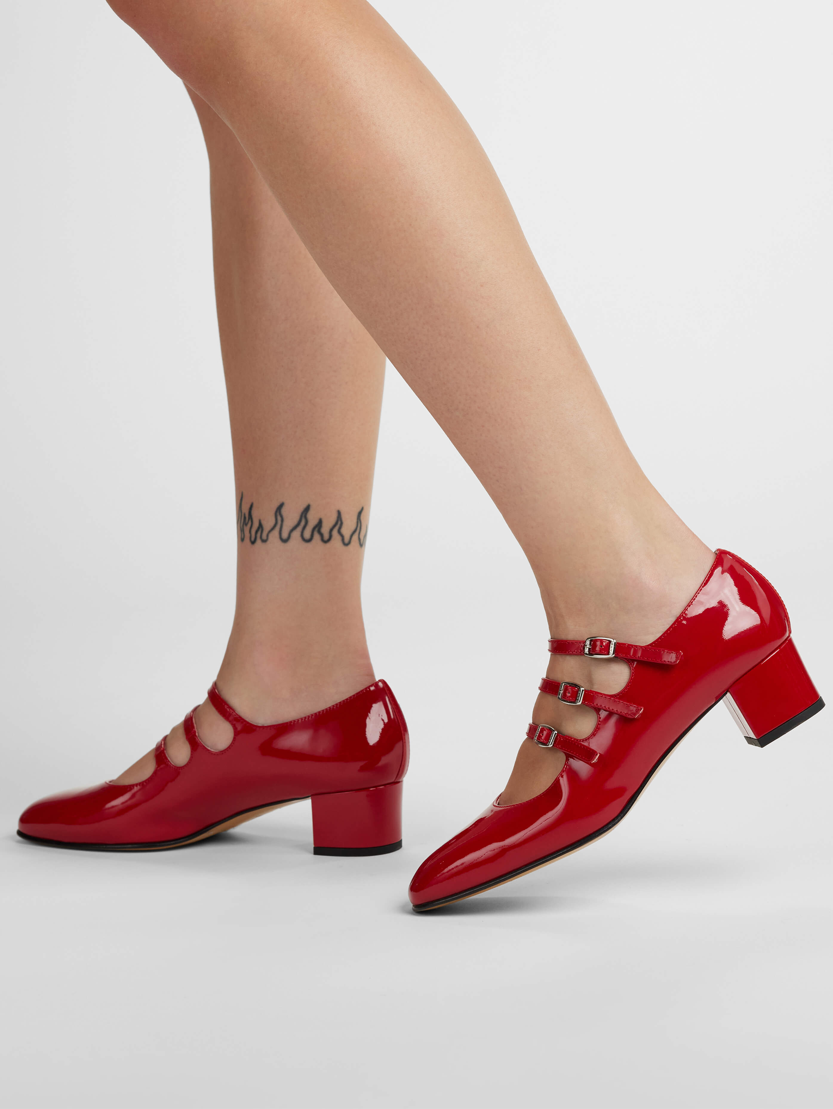 Kina Escarpins babies cuir verni rouge