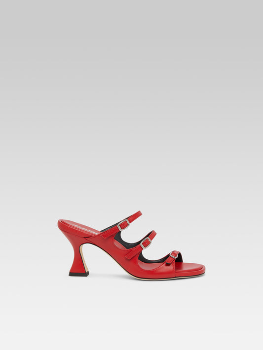 Kitty - Mules cuir rouge