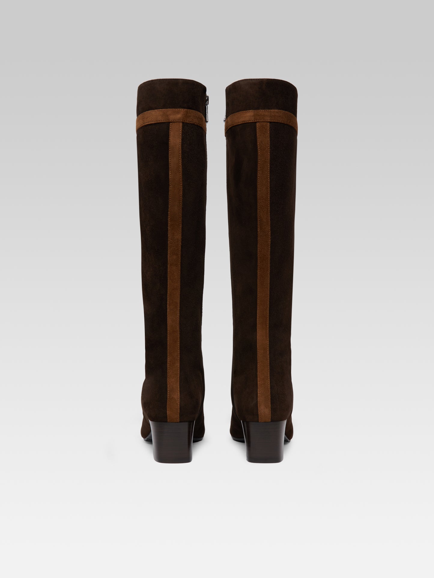 Magalie - Bottes cuir velours marron et camel