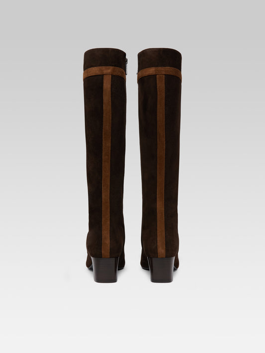 Magalie - Brown and camel suede leather boots - Image number 4