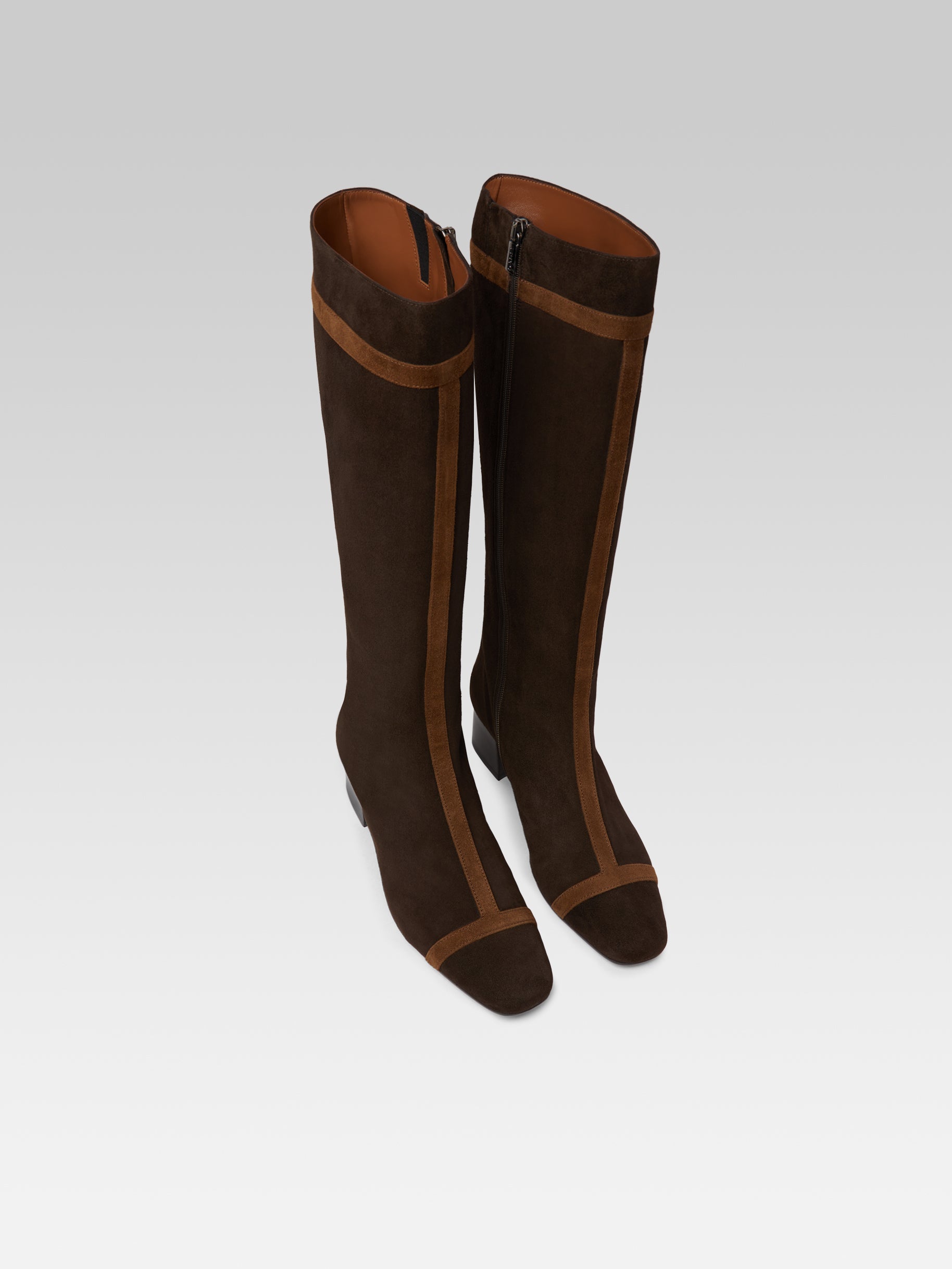 Magalie Bottes cuir velours marron et camel Carel Paris