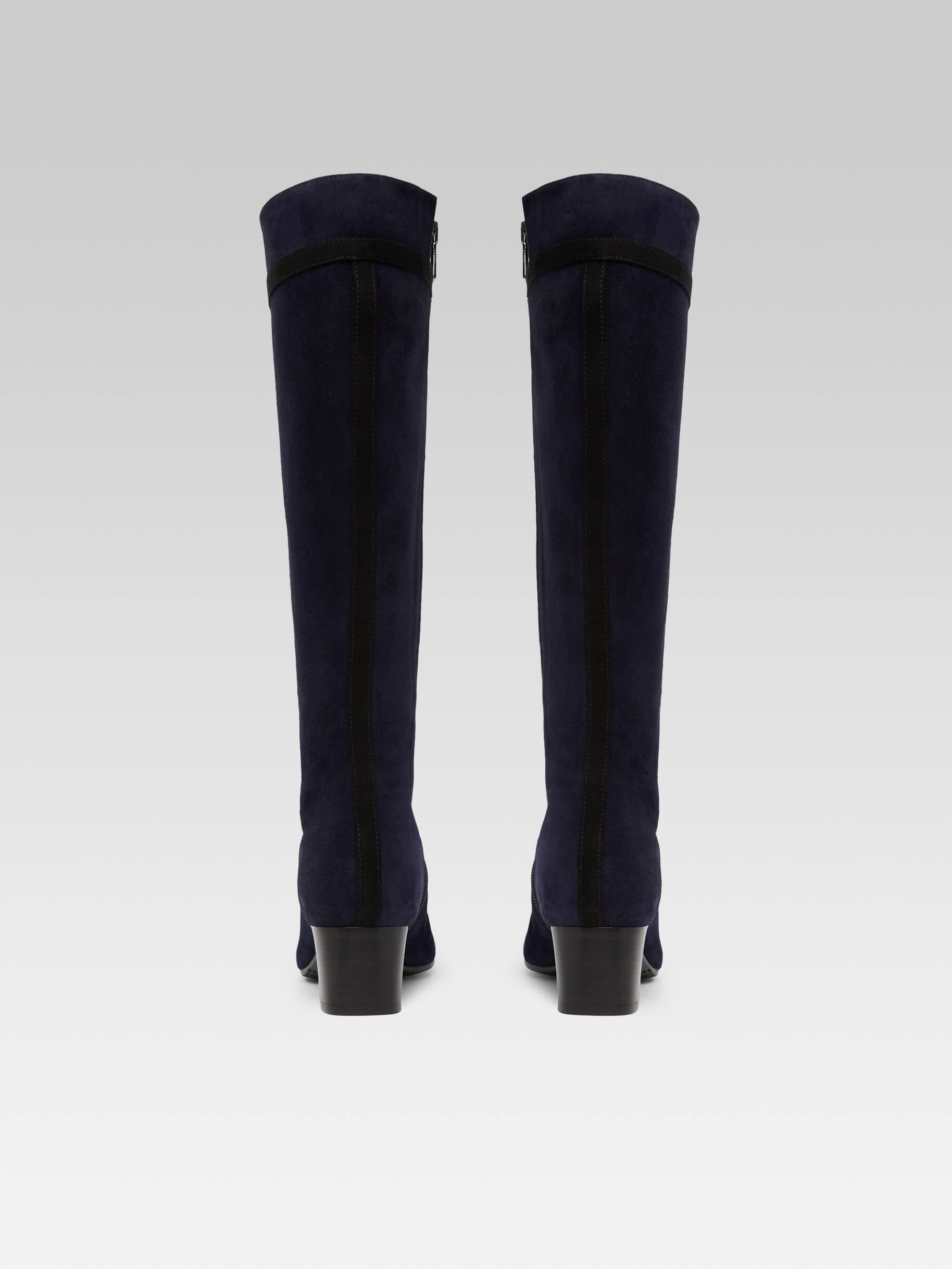 Magalie Bottes cuir velours bleu marine et noir Carel Paris