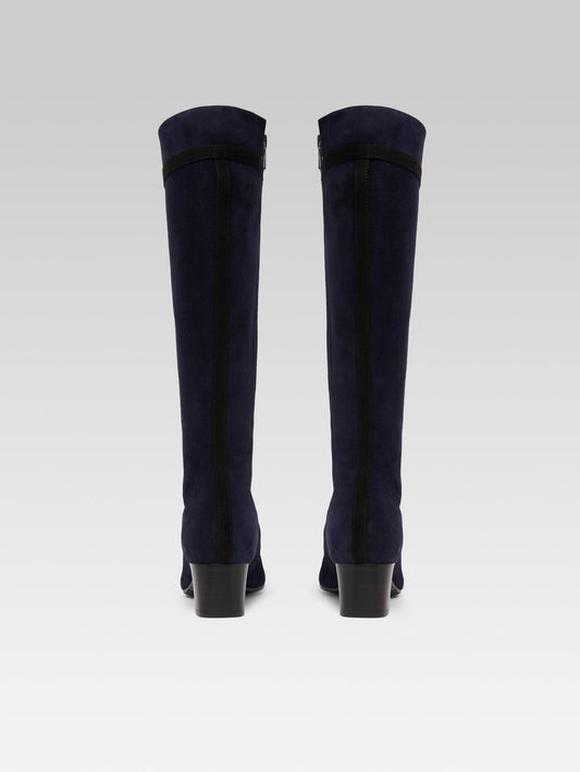 Magalie - Navy blue and black suede leather boots - Image number 4