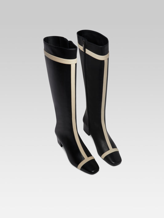 Magalie - Black and ivory leather boots - Image number 3