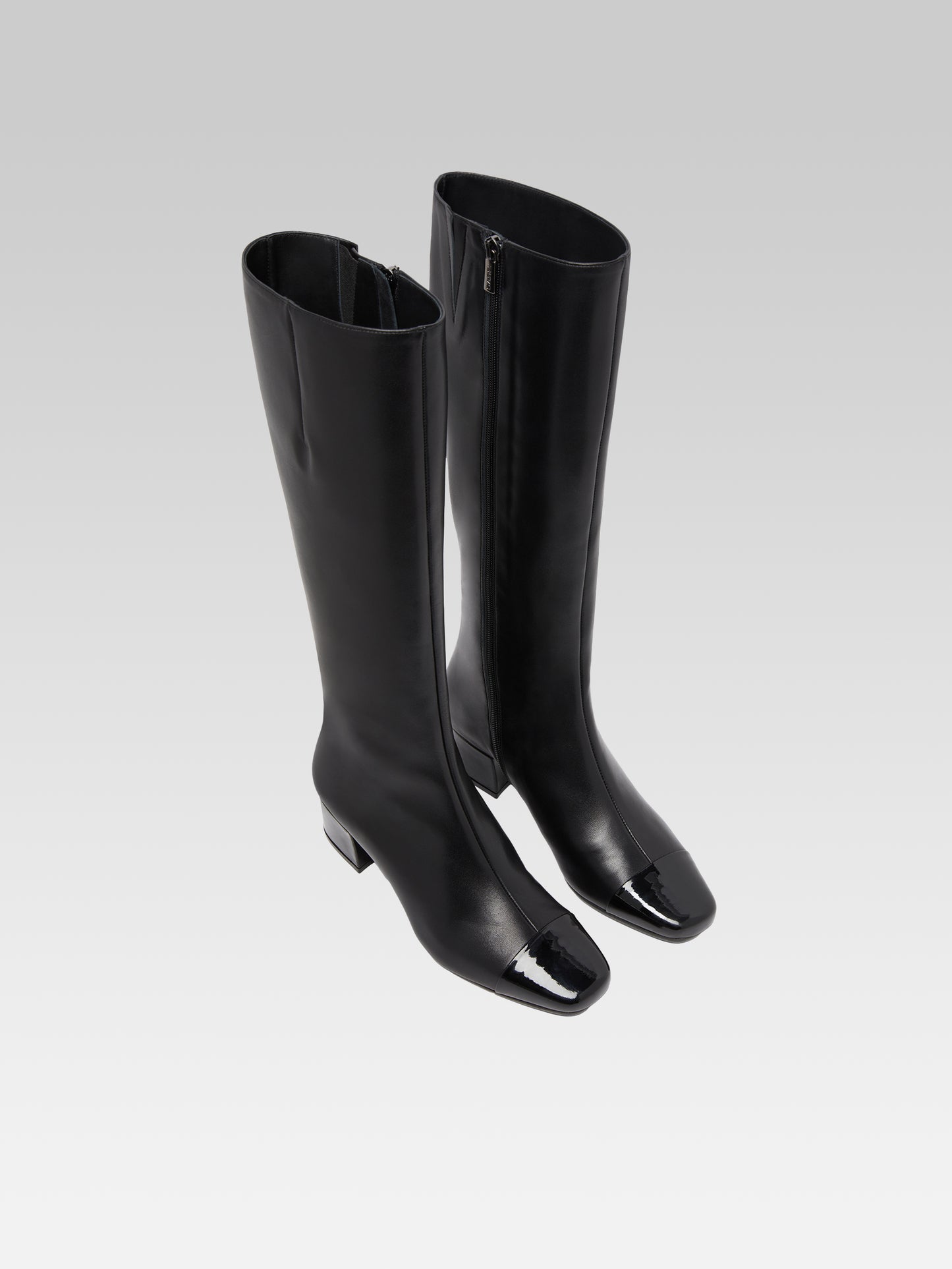 Malaga - Black leather and patent leather boots