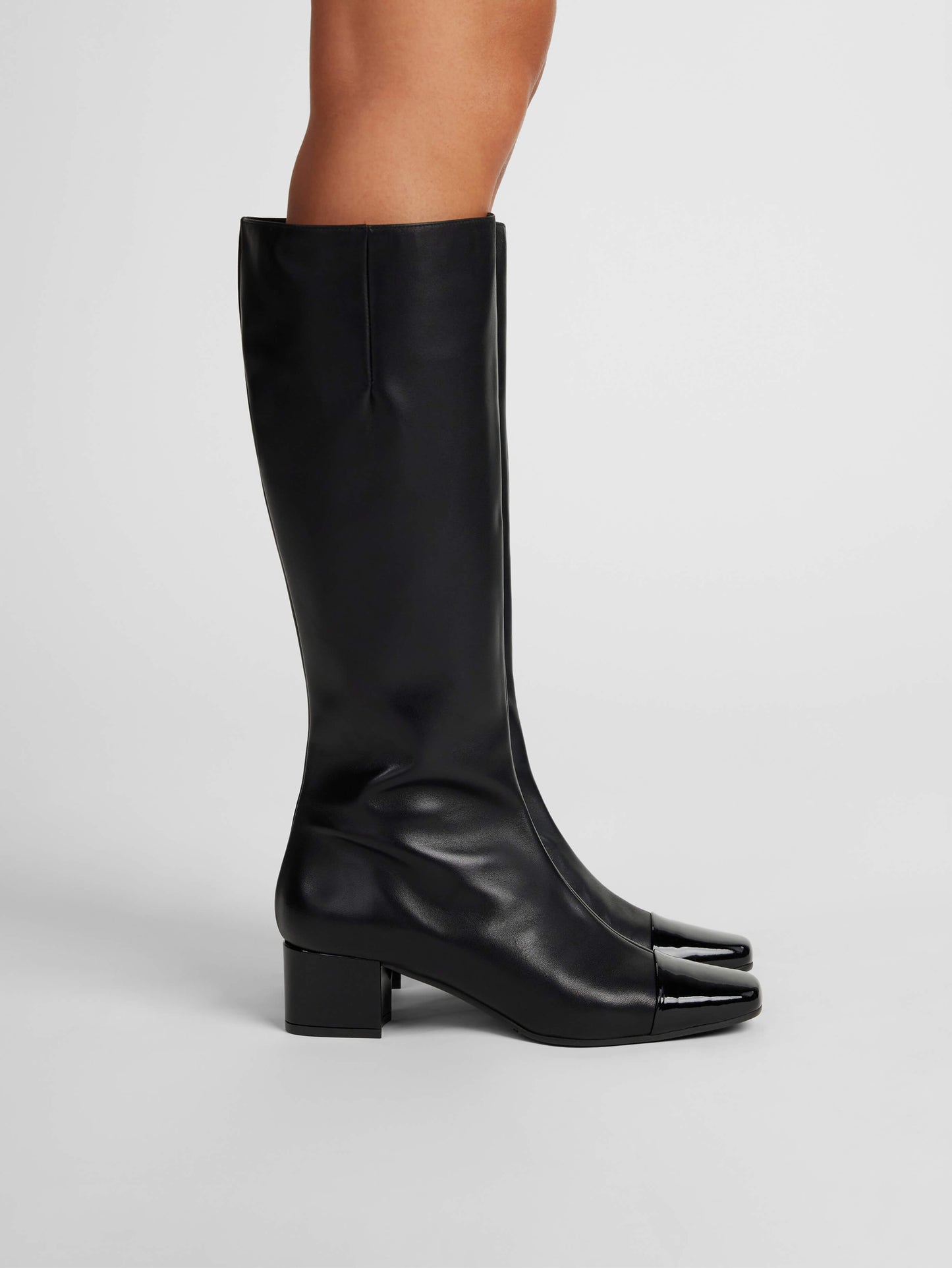 Malaga - Black leather and patent leather boots