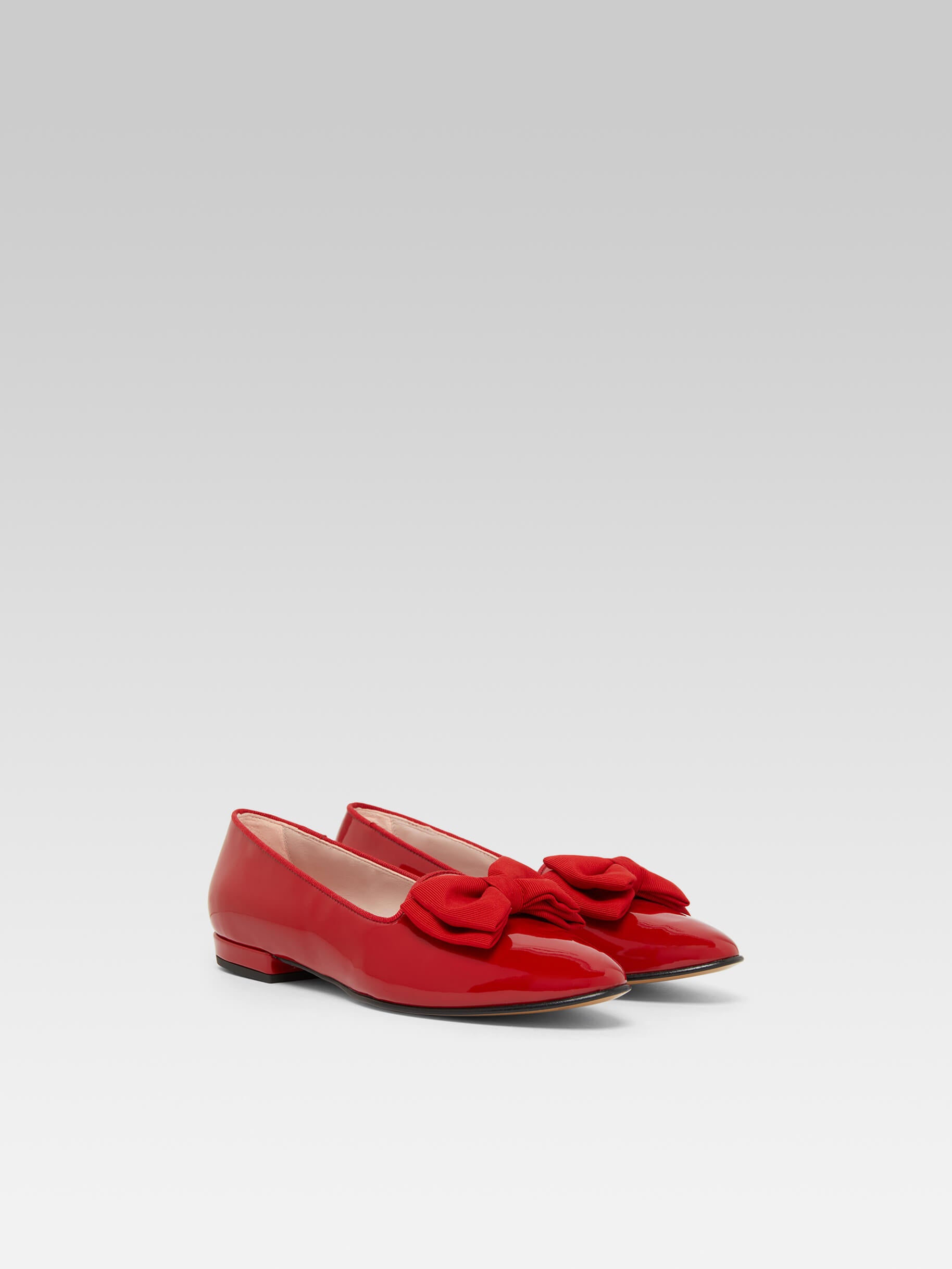 Marquis - Ballerines à noeud cuir verni rouge - Image numéro 4