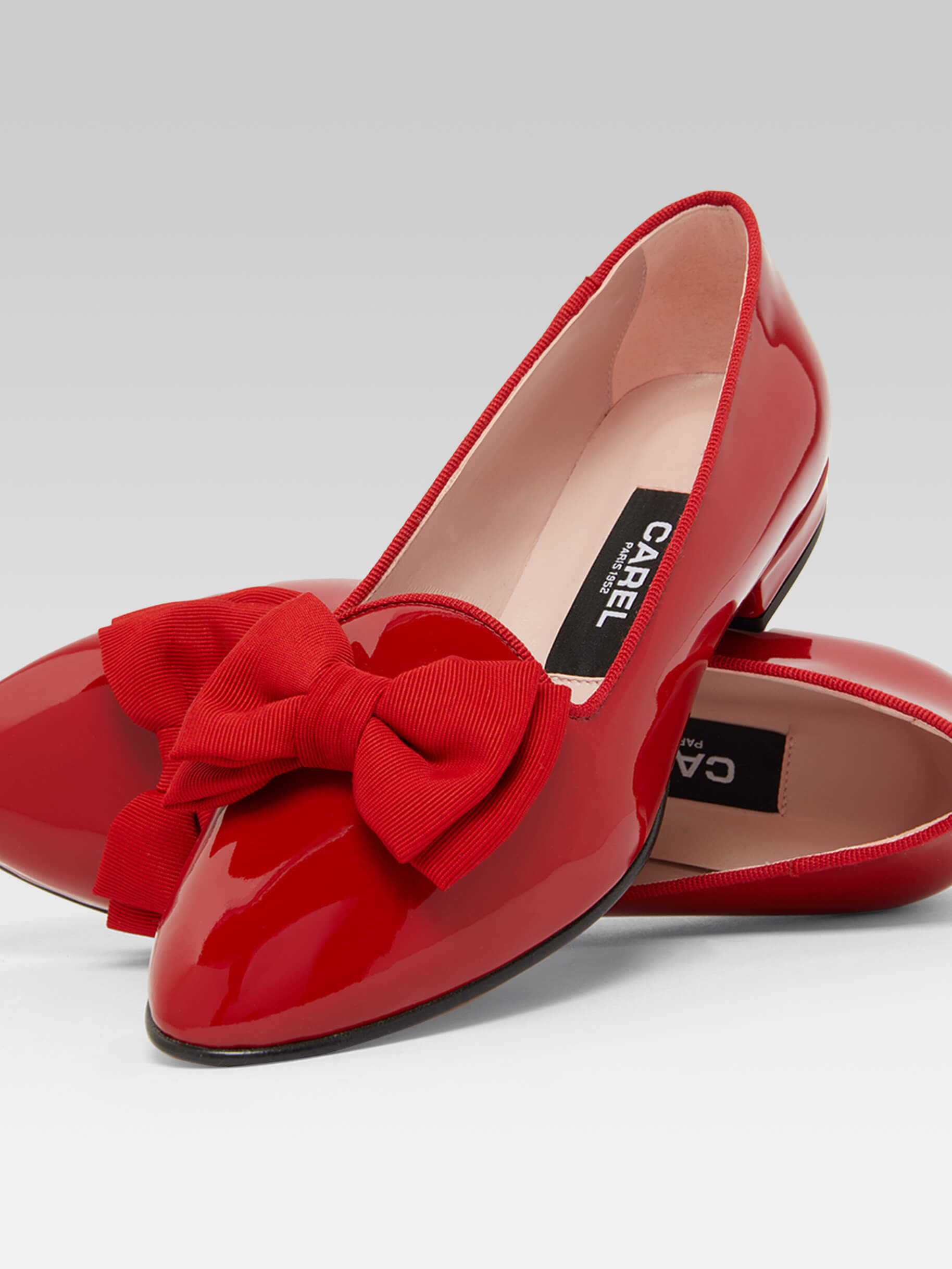 Marquis - Ballerines à noeud cuir verni rouge - Image numéro 6