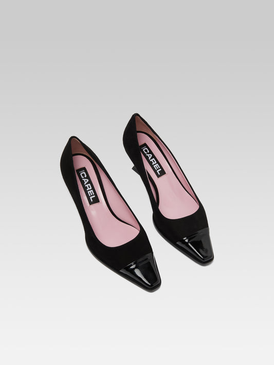 Mathilde - Black suede leather and black patent leather pumps - Image number 3