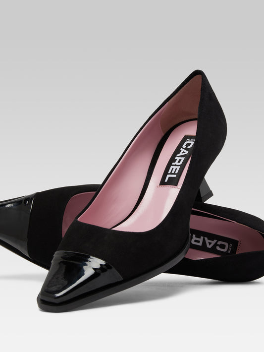 Mathilde - Black suede leather and black patent leather pumps - Image number 4