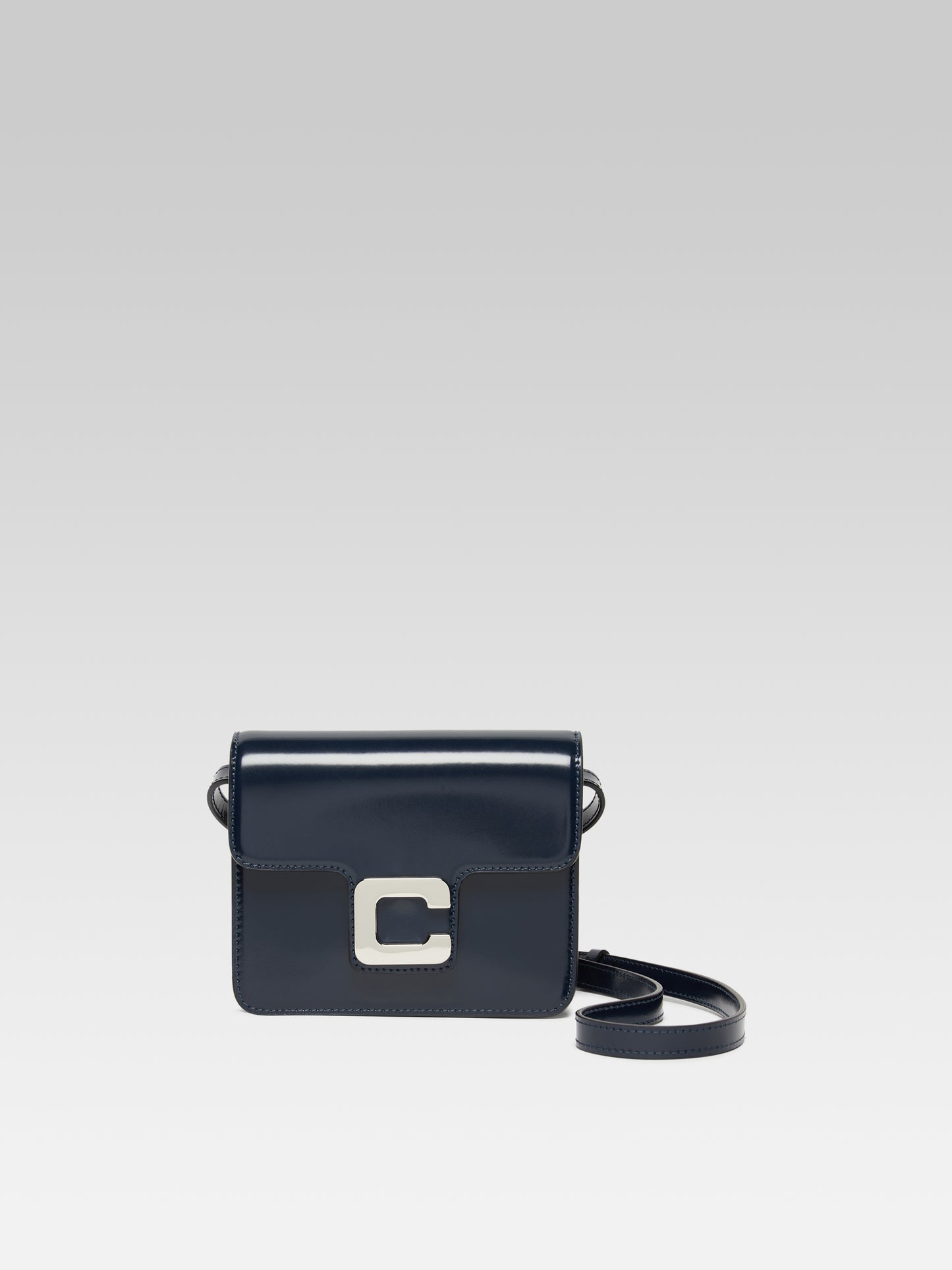 Mini Sorbonne - Navy blue glossy leather bag