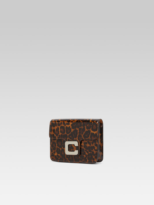 Mini Sorbonne - Brown leopard print patent leather bag - Image number 3