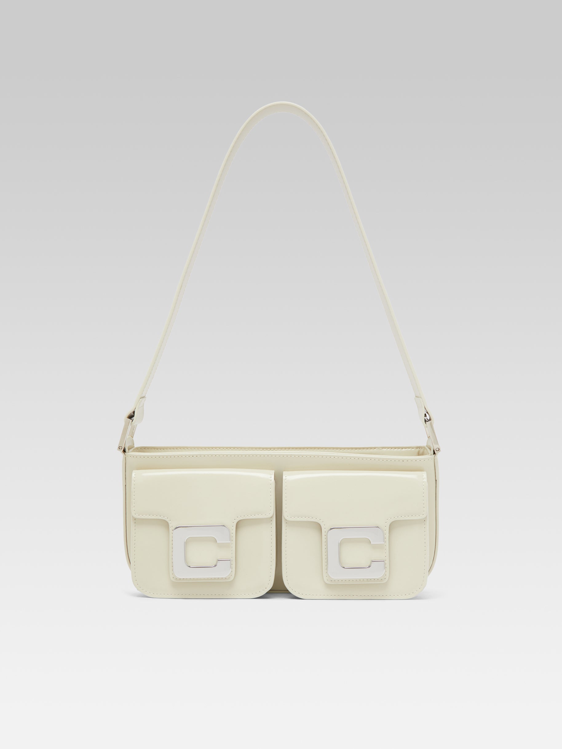 Mimi - Ivory glossy leather bag