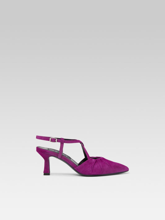 Neri - Escarpins slingback cuir velours upcyclé violet