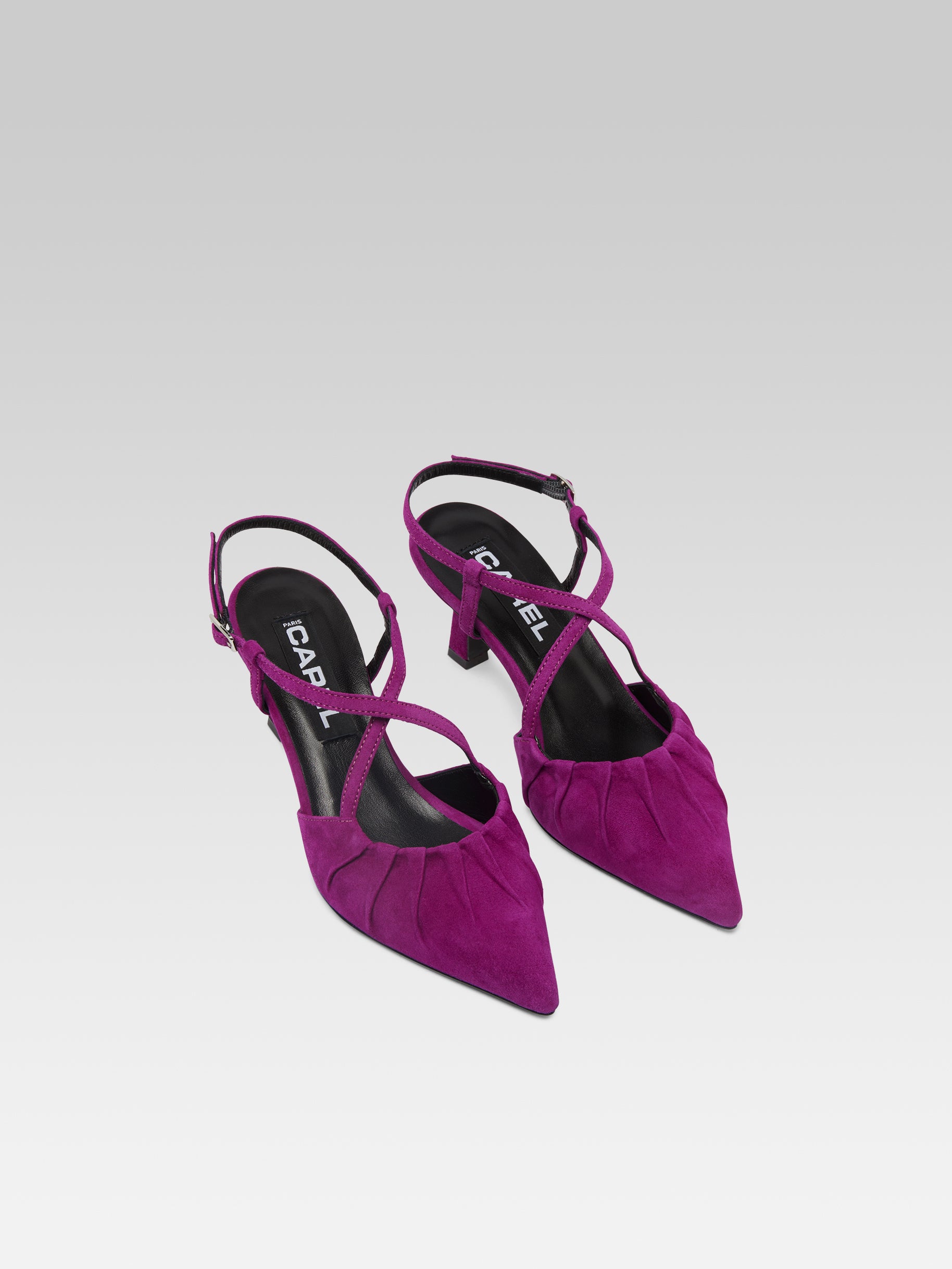 Neri - Escarpins slingback cuir velours upcyclé violet - Image numéro 3