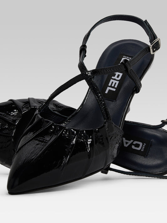 Neri - Escarpins slingback cuir naplack noir - Image numéro 7