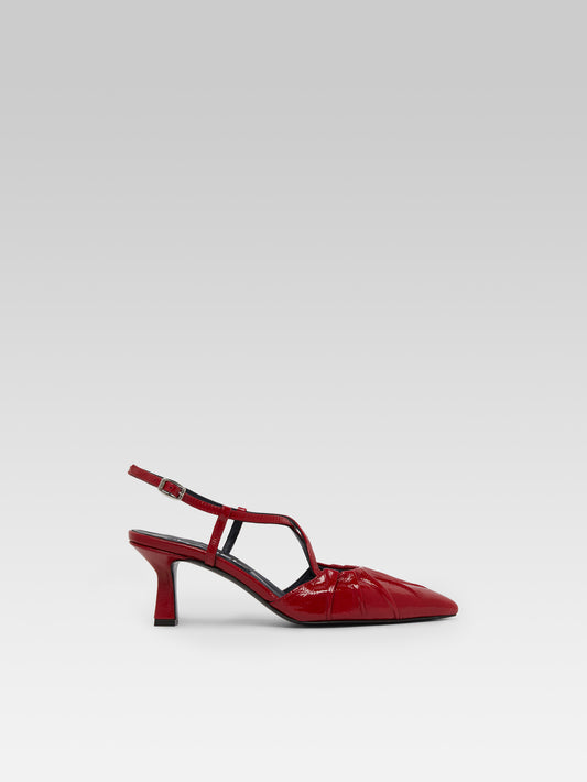 Neri - Red naplack leather slingback pumps