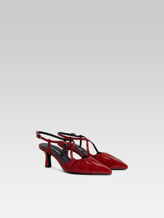 Neri - Escarpins slingback cuir naplack rouge - Image numéro 2