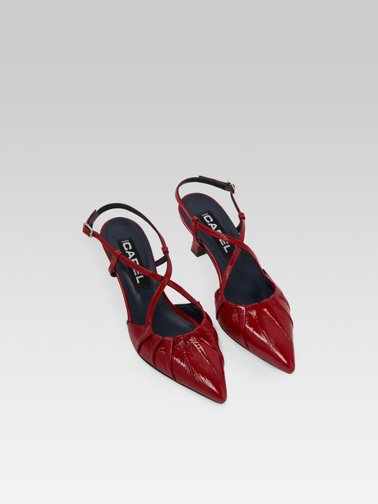 Neri - Escarpins slingback cuir naplack rouge - Image numéro 3